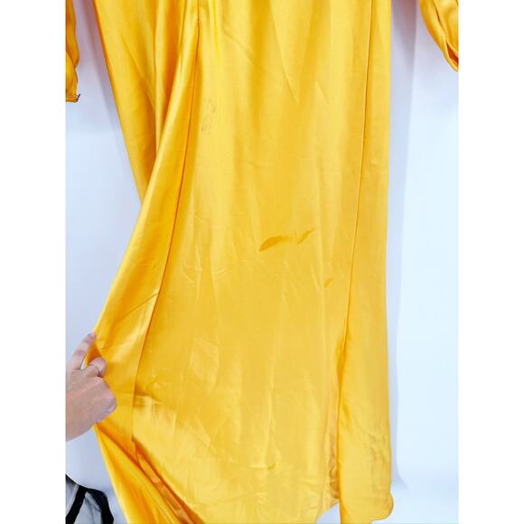 Mac Duggal 55693 Marigold Charmeuse Empire Waist Blouson Long Sleeve Gown 2 - Picture 8 of 8